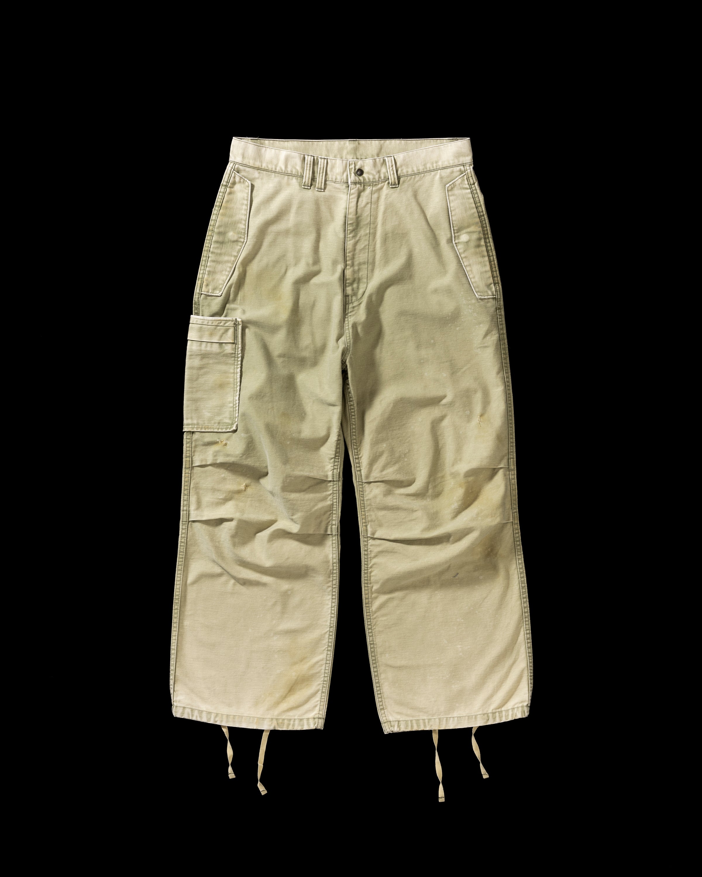 AN391-D BACK SATIN AGING MILITARY FLAP PANTS OLIVE