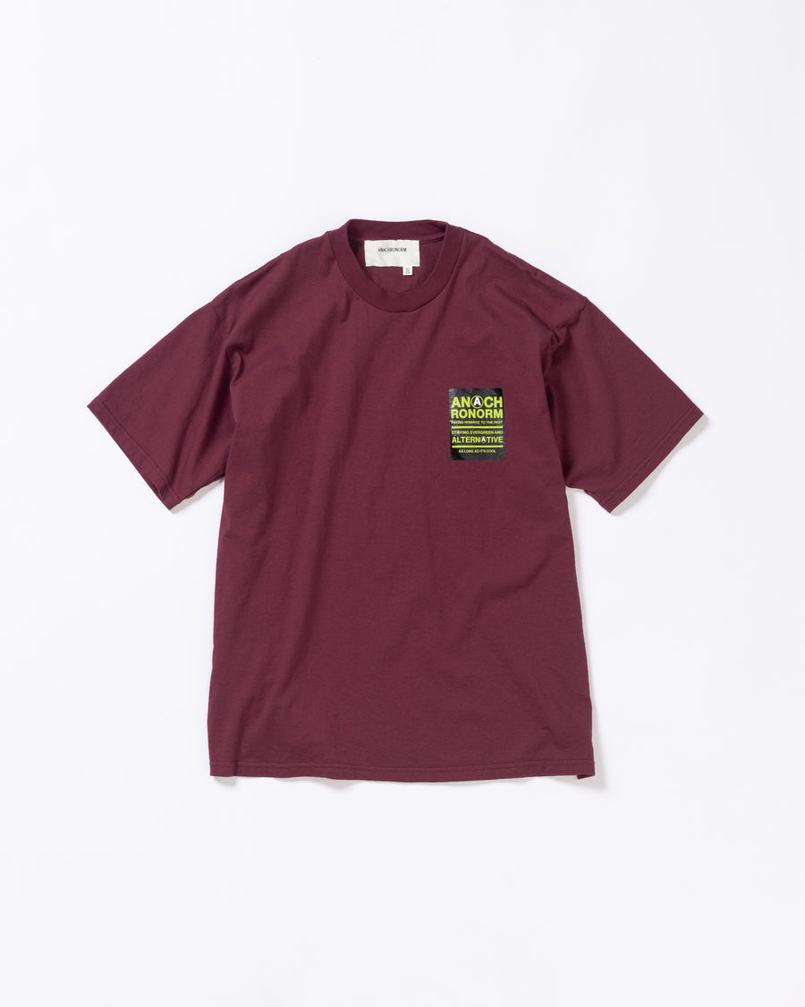 AN366 STICKER MOTIF PRINTED S/S T-S BURGUNDY