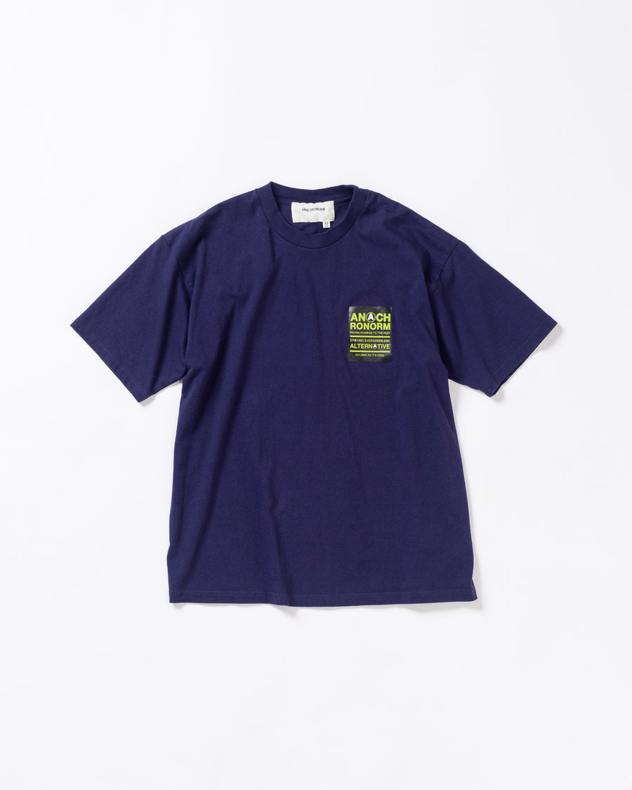 AN366 STICKER MOTIF PRINTED S/S T-S NAVY