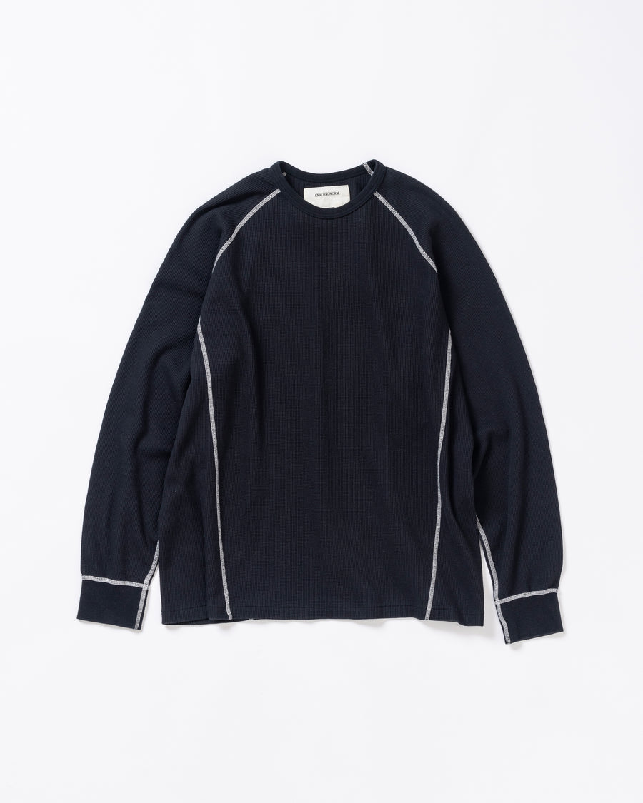 AN370 DESIGN STITCH WAFFLE L/S T-S BLACK – ANACHRONORM