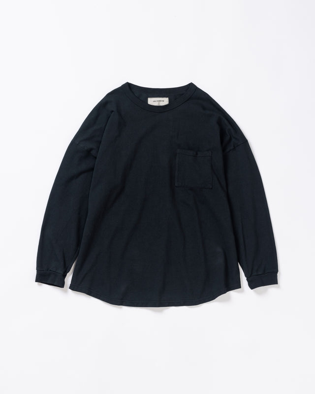 黒色の鹿の子生地を硫化染めしたロングスリーブTシャツ