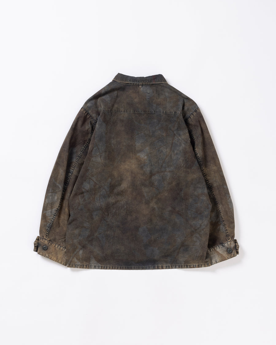 リップストップオリジナルリアルツリー生地を硫化染めしたファティーグジャケット
