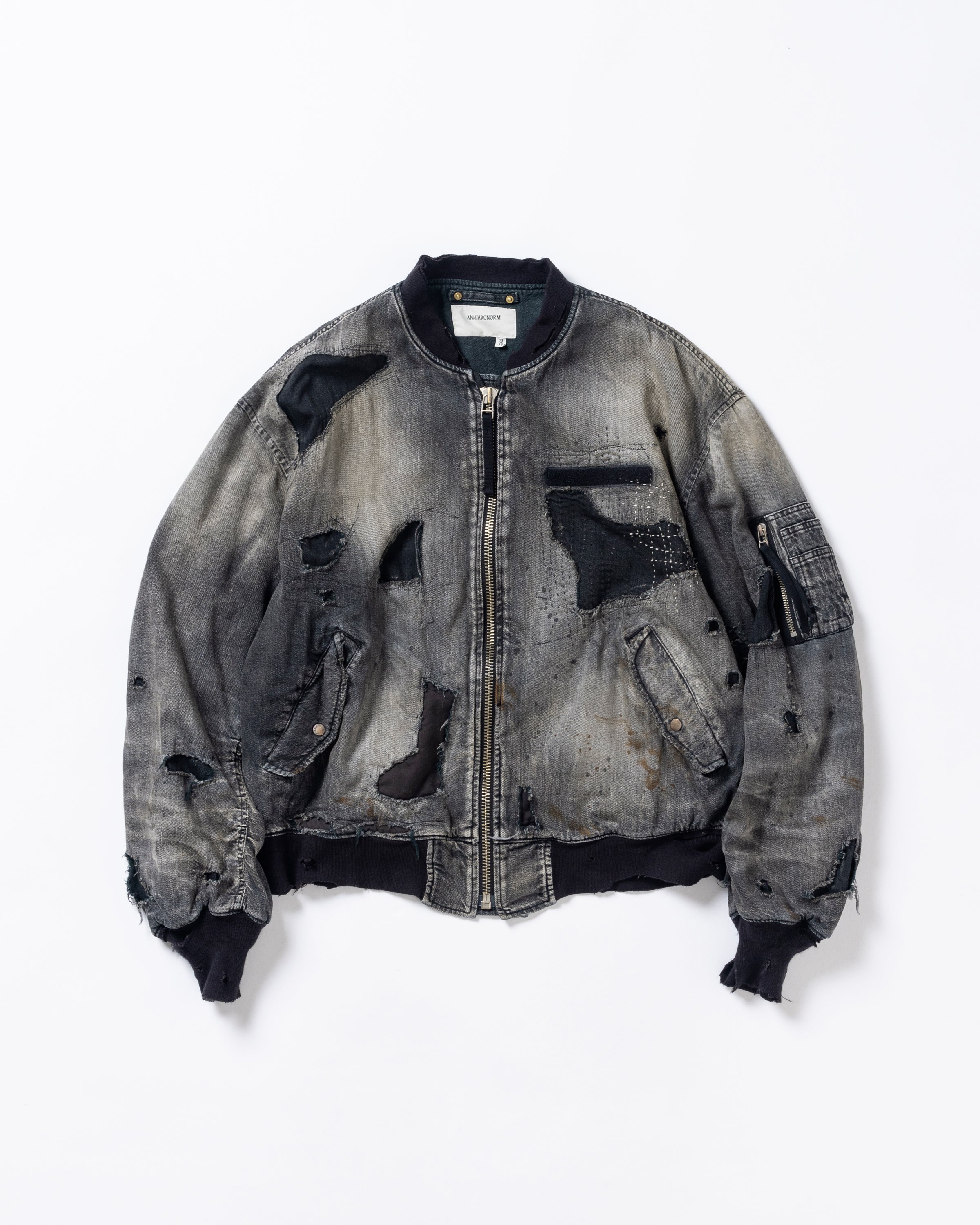 AN396-R HARD REMAKED DUAL DENIM MA-1 BLACK (REMAKE)