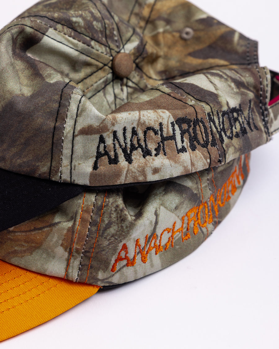 オリジナルリアルツリー生地のにオレンジ色の生地を切り替え配色にしたデザインキャップ