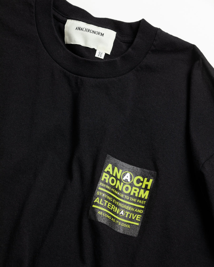 30% OFF AN366 STICKER MOTIF PRINTED S/S T-SHIRT BLACK