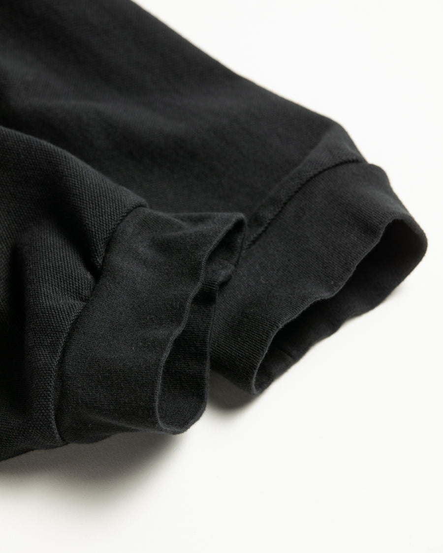 黒色の鹿の子生地を硫化染めしたロングスリーブTシャツ