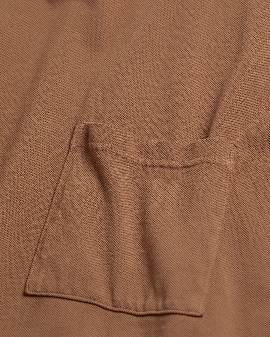 ブラウン色の鹿の子生地を硫化染めしたロングスリーブTシャツ