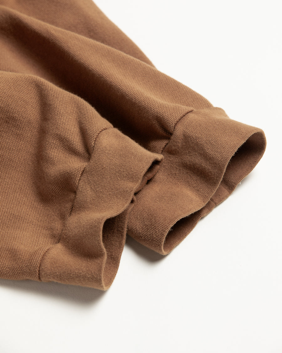 ブラウン色の鹿の子生地を硫化染めしたロングスリーブTシャツ