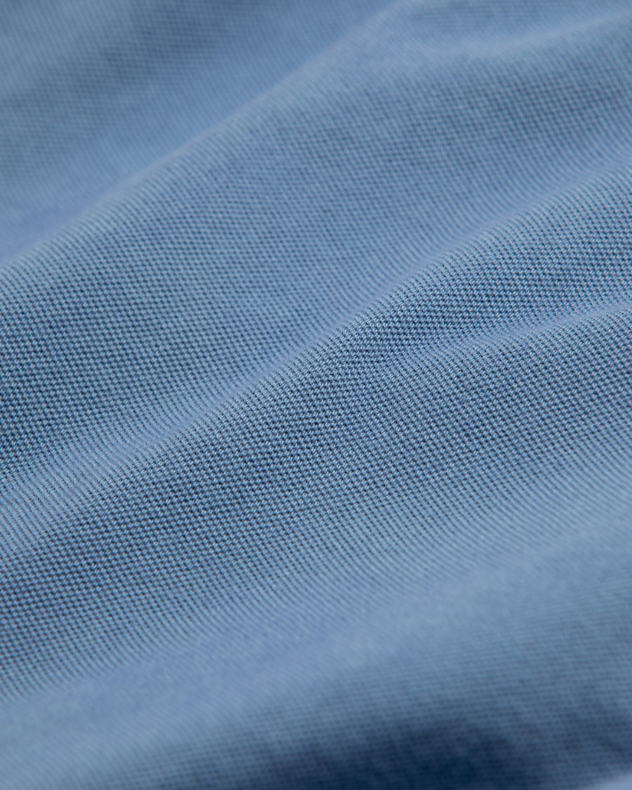 ブルー色の鹿の子生地を硫化染めしたロングスリーブTシャツ