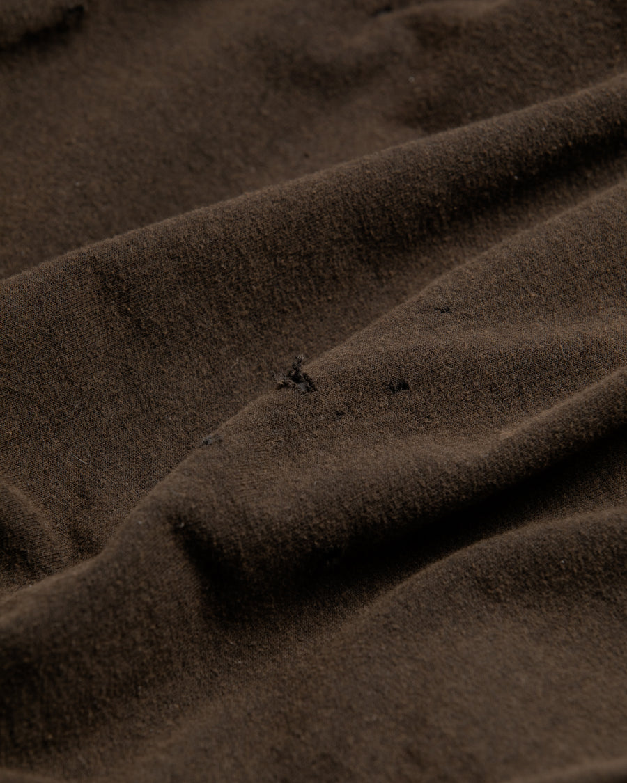 黒色のサーマルスェット生地のハードダメージスウェットパーカー