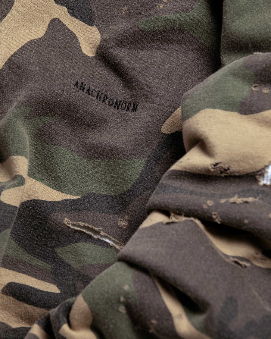 裏毛に保温性を兼ね備えたサーマル地を合わせた迷彩柄のフルジップパーカー