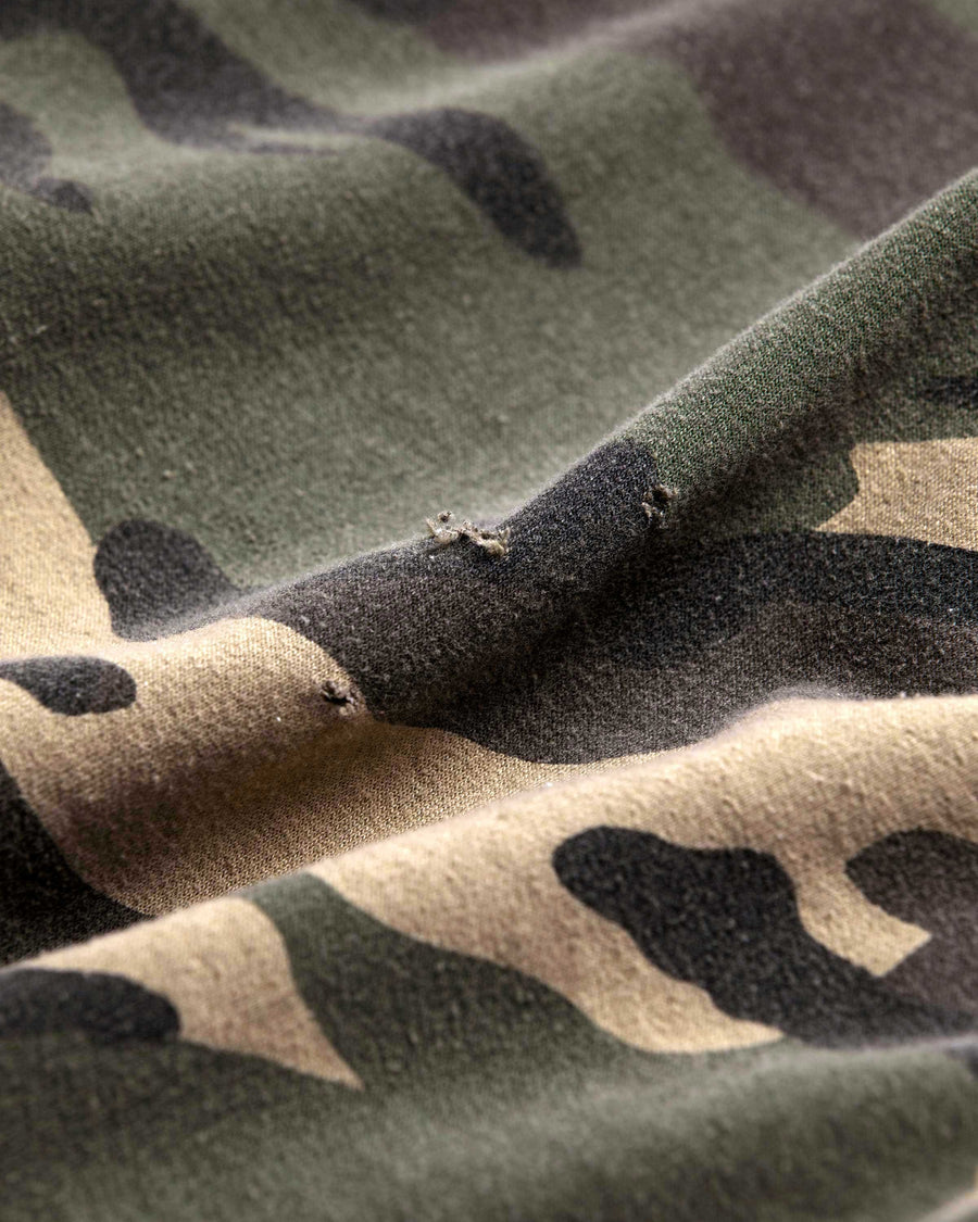 裏毛に保温性を兼ね備えたサーマル地を合わせた迷彩柄のフルジップパーカー