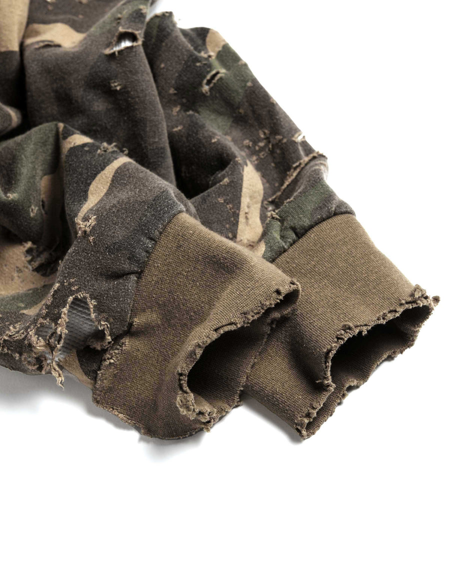 裏毛に保温性を兼ね備えたサーマル地を合わせた迷彩柄のフルジップパーカー