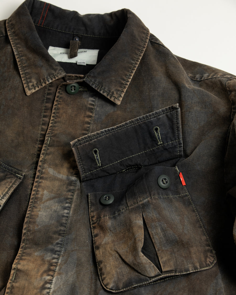 リップストップオリジナルリアルツリー生地を硫化染めしたファティーグジャケット