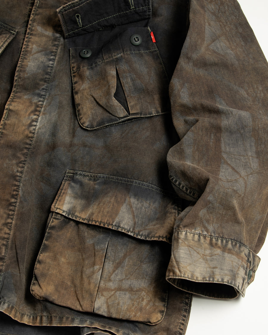 リップストップオリジナルリアルツリー生地を硫化染めしたファティーグジャケット