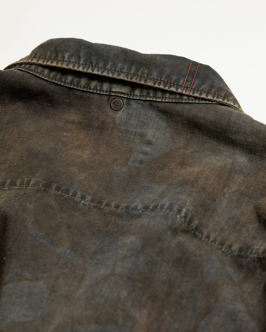 リップストップオリジナルリアルツリー生地を硫化染めしたファティーグジャケット