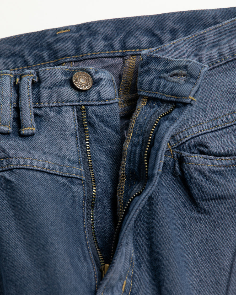 INDIGO×GRAY色に風合いよく仕上げたフロントヨークデニムパンツ