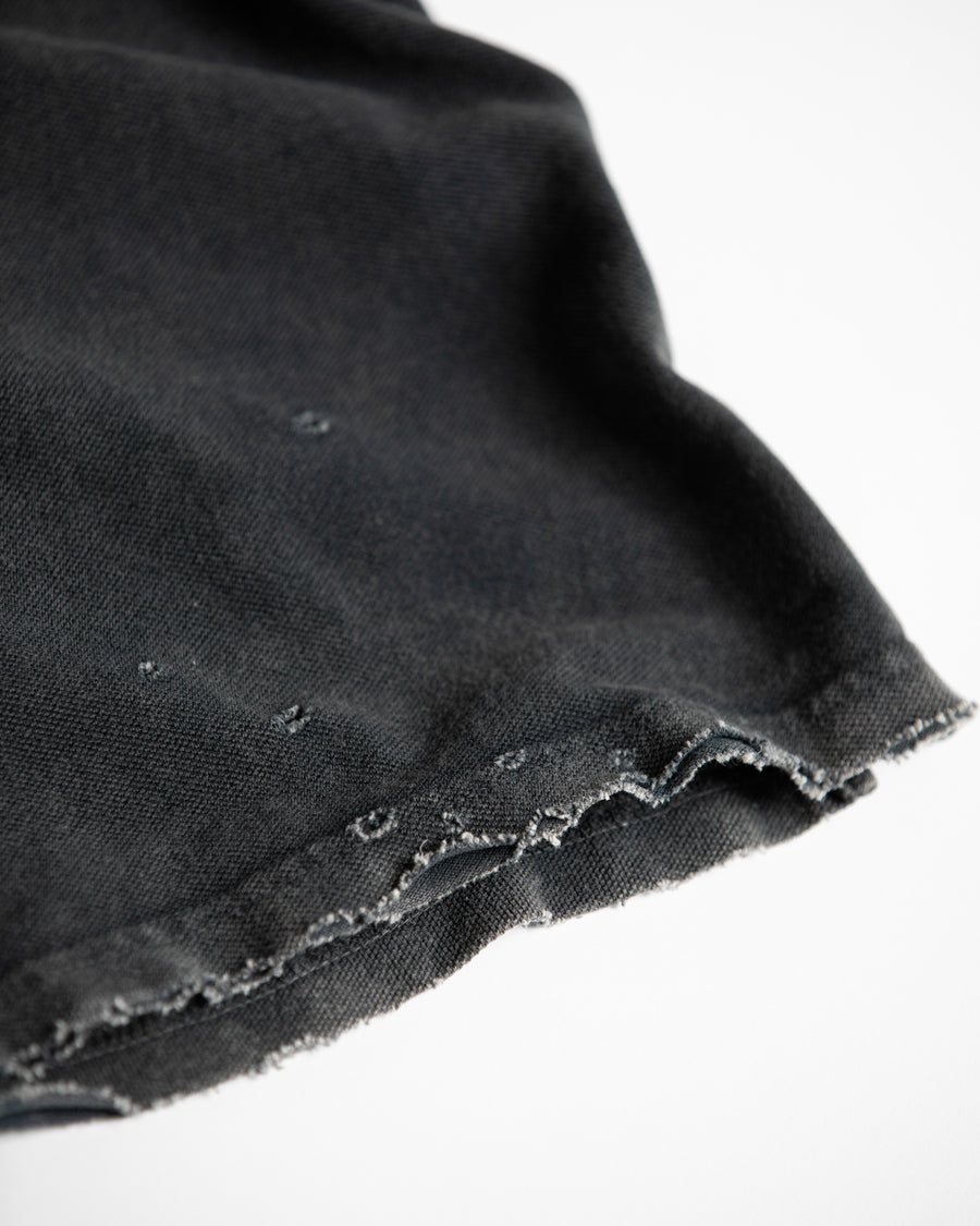 AN353-D MOSS STITCH DAMAGED POCKET S/S T-S BLACK