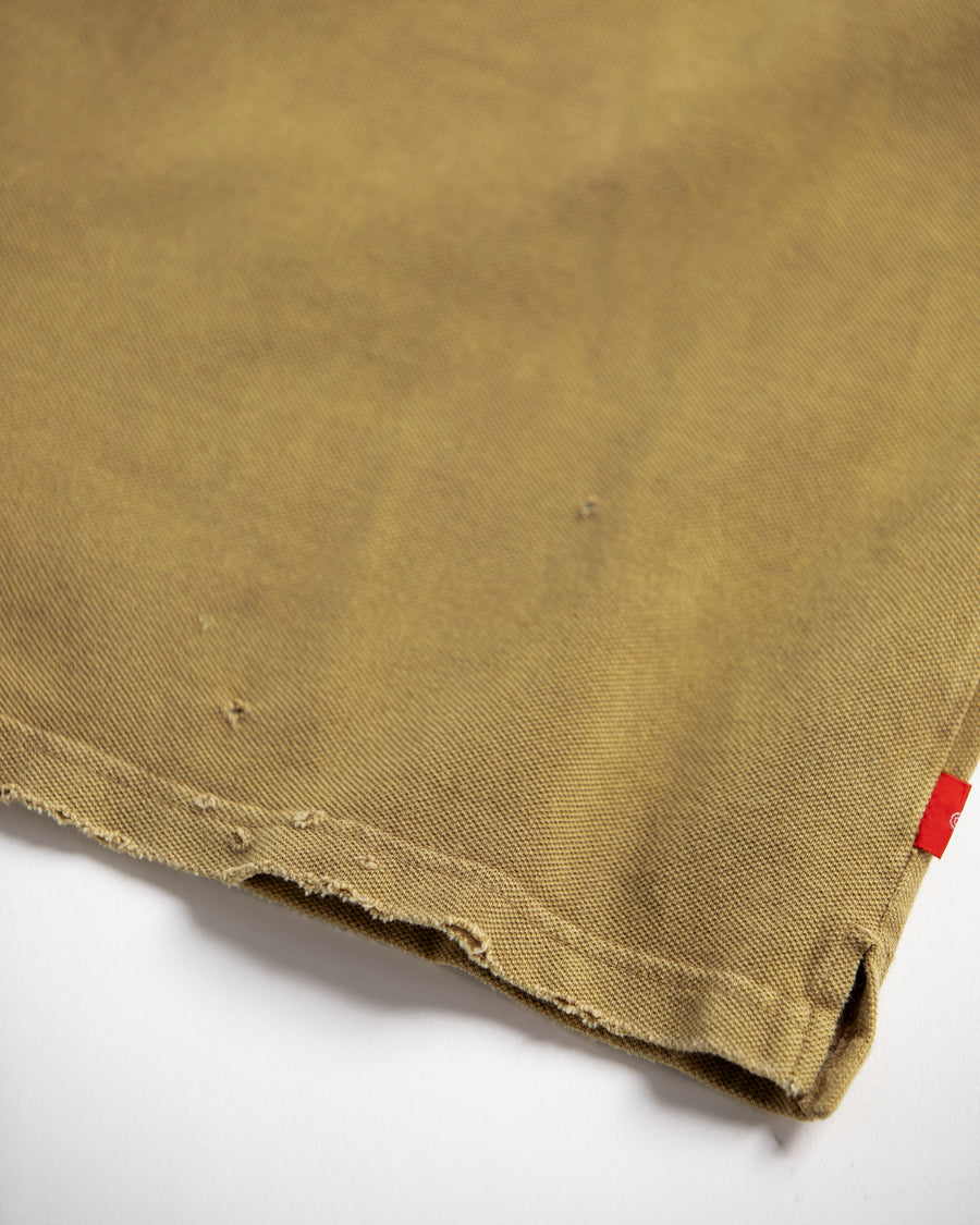 AN353-D MOSS STITCH DAMAGED POCKET S/S T-S LIGHT BROWN