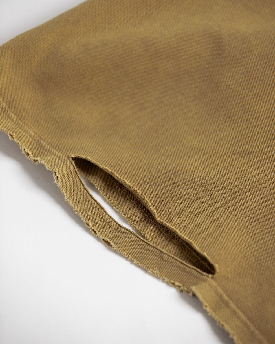 AN353-D MOSS STITCH DAMAGED POCKET S/S T-S LIGHT BROWN