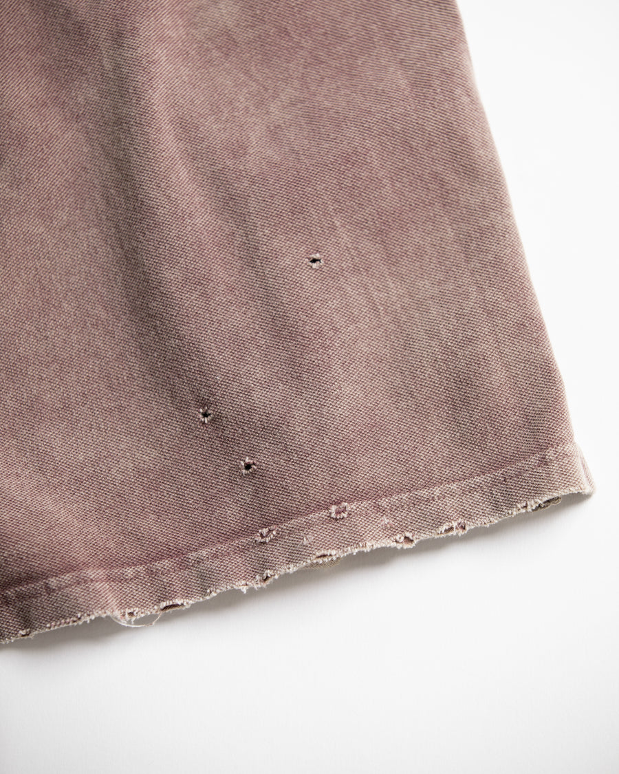 AN353-D MOSS STITCH DAMAGED POCKET S/S T-S BORDEAUX