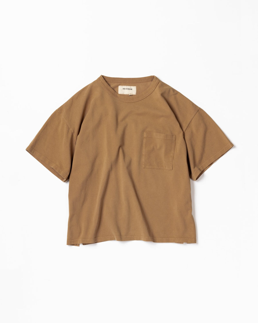 ANACHRONORM / MOSS STITCH POCKET S/S T-S - LIGHT BROWN