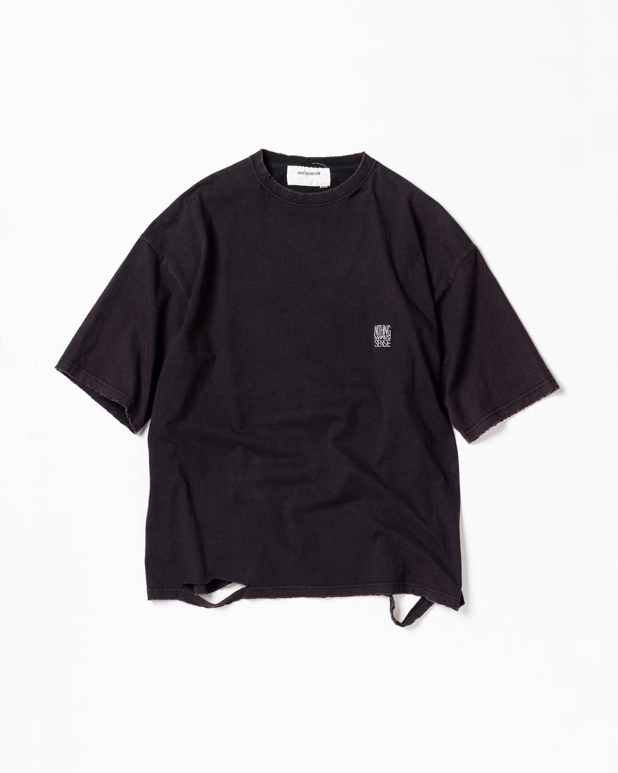 AN361 EMBROIDERY DAMAGED S/S T-S BLACK