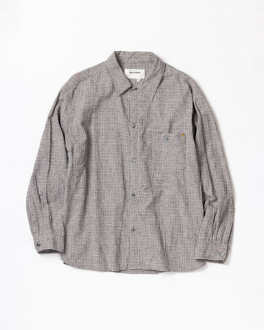 AN348 LINEN PLAID WIDE SHIRTS GRAY