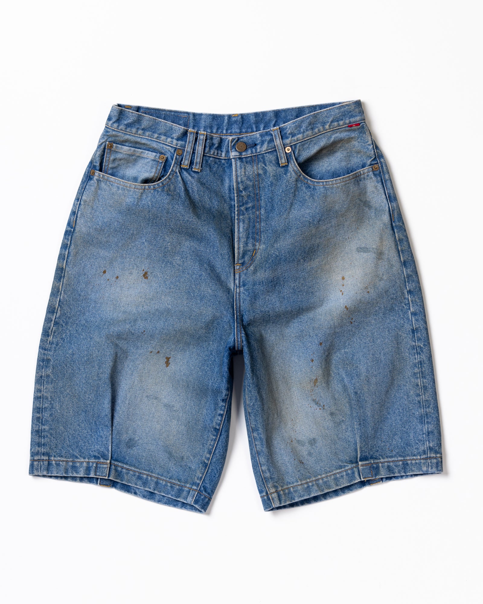 AN359-W 80's 5POCKET DENIM HEM TUCK SHORT PANTS INDIGO