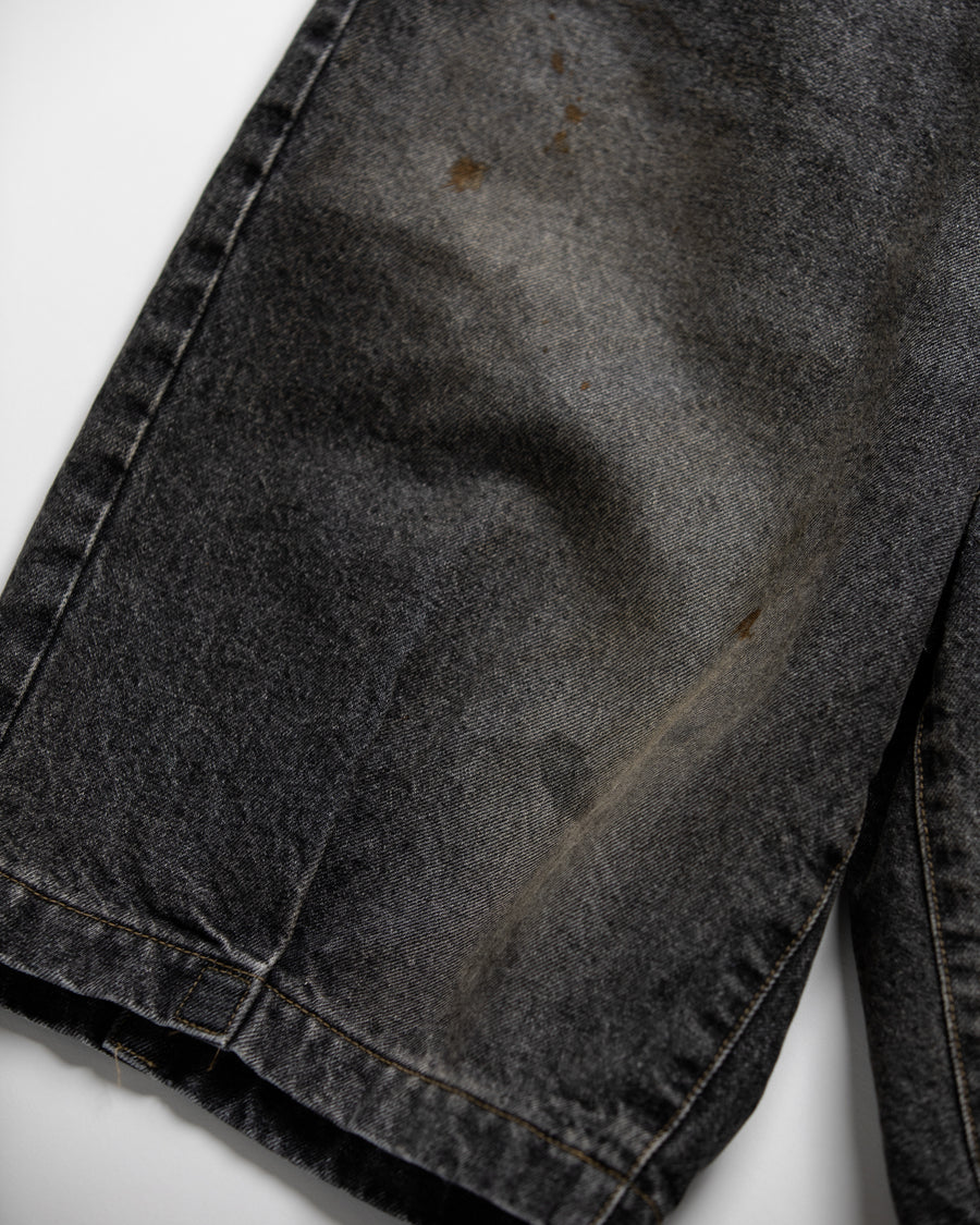AN359-W 80's 5POCKET DENIM HEM TUCK SHORT PANTS BLACK (AGING)
