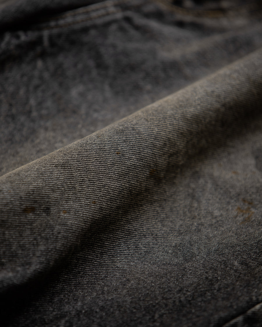 AN359-W 80's 5POCKET DENIM HEM TUCK SHORT PANTS BLACK (AGING)