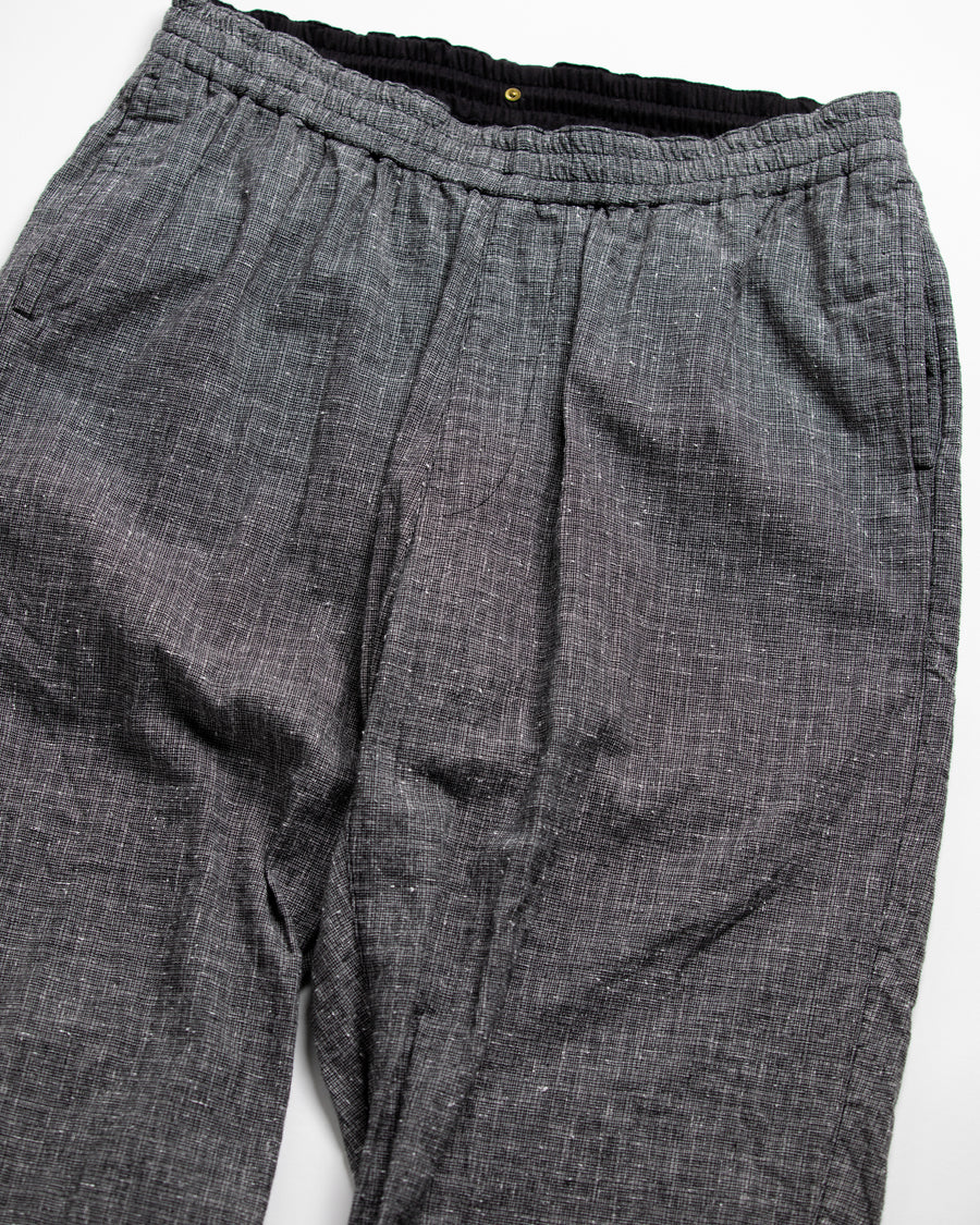 AN349 LINEN PLAID EASY PANTS BLACK – ANACHRONORM