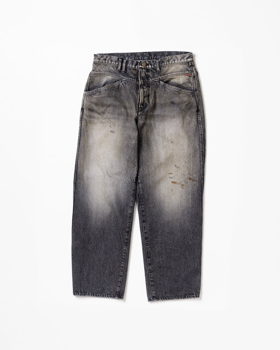 AN339-W FRONT YORK WASHED DENIM PANTS BLACK (AGING