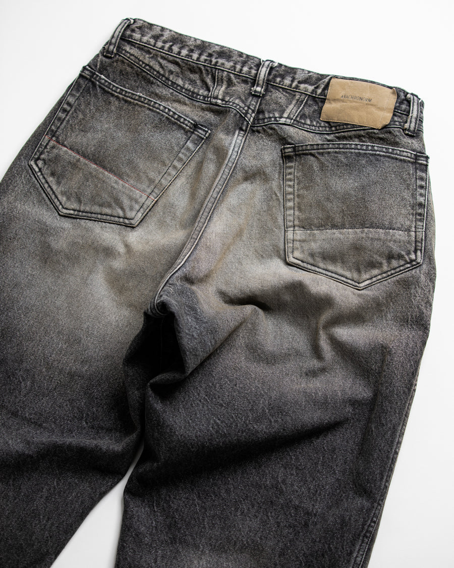 AN339-W FRONT YORK WASHED DENIM PANTS BLACK (AGING