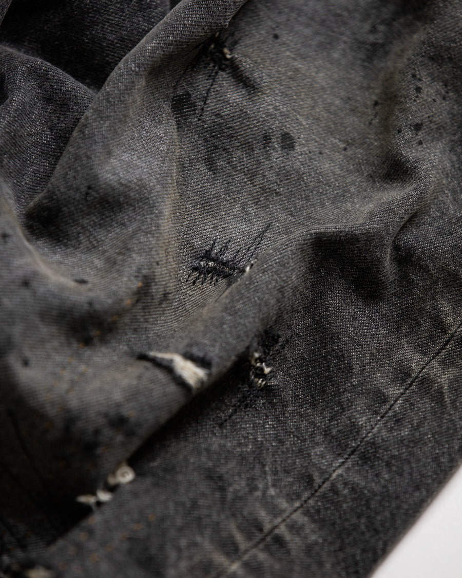 AN342-R REGULAR TAPERED REMAKED 5P BLACK DENIM PANTS BLACK (REMAKE)