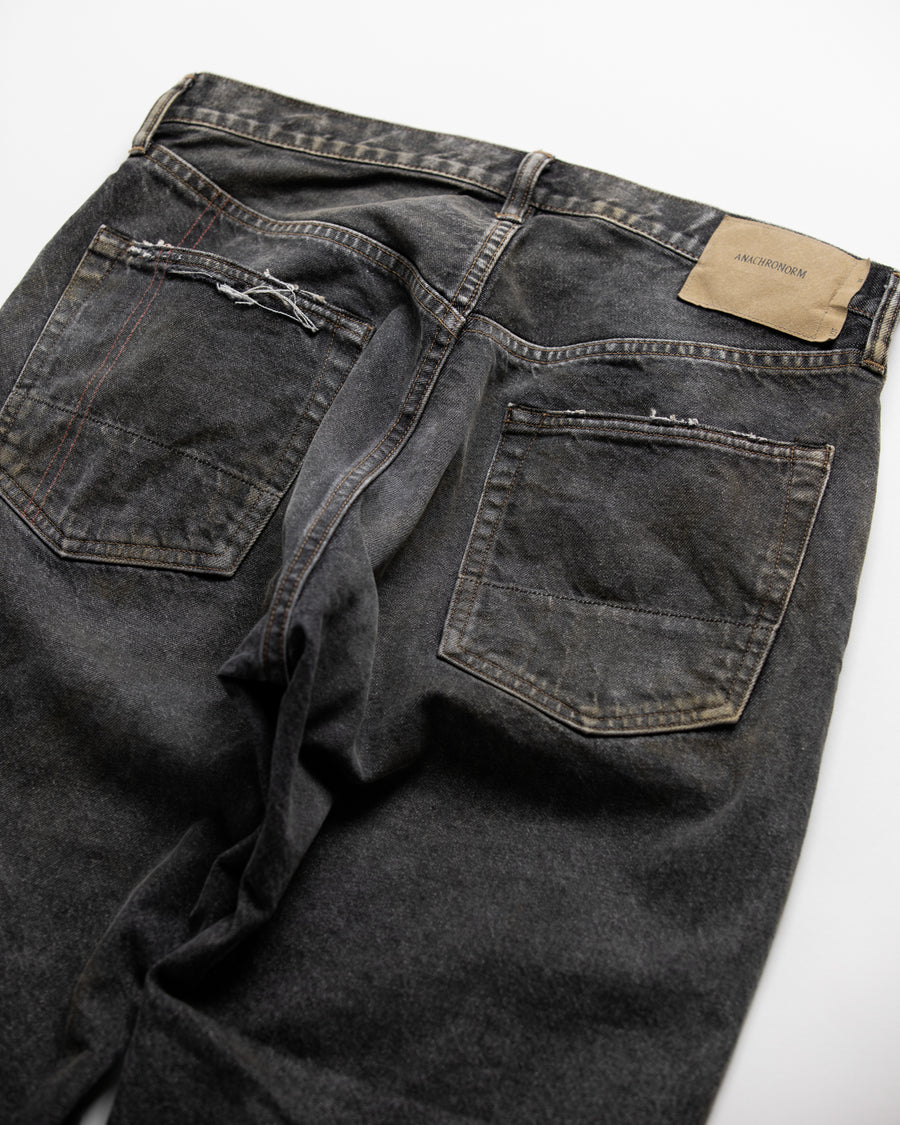 AN342-R REGULAR TAPERED REMAKED 5P BLACK DENIM PANTS BLACK (REMAKE)