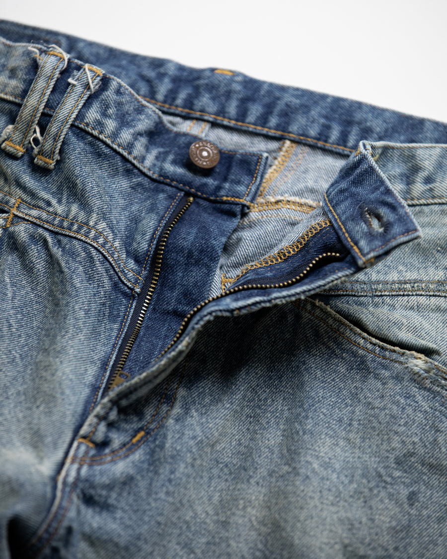 AN339-R FRONT YORK REMAKED DENIM PANTS INDIGO (REMAKE