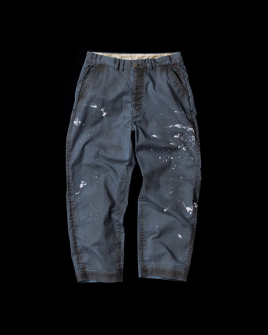 AN363-W PAINTED NO TUCK WIDE CHINO TROUSERS BLUE GRAY