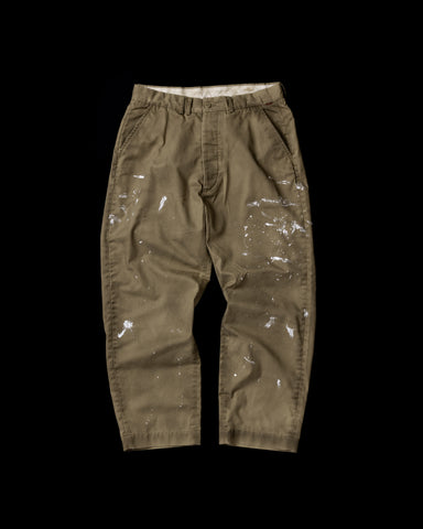 AN363-W PAINTED NO TUCK WIDE CHINO TROUSERS BEIGE