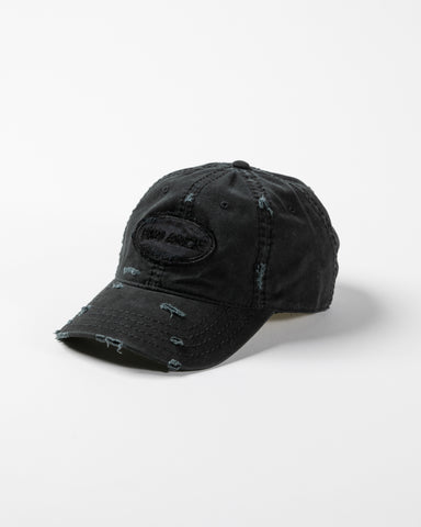 AN362 DAMAGED 6PANEL CAP BLACK