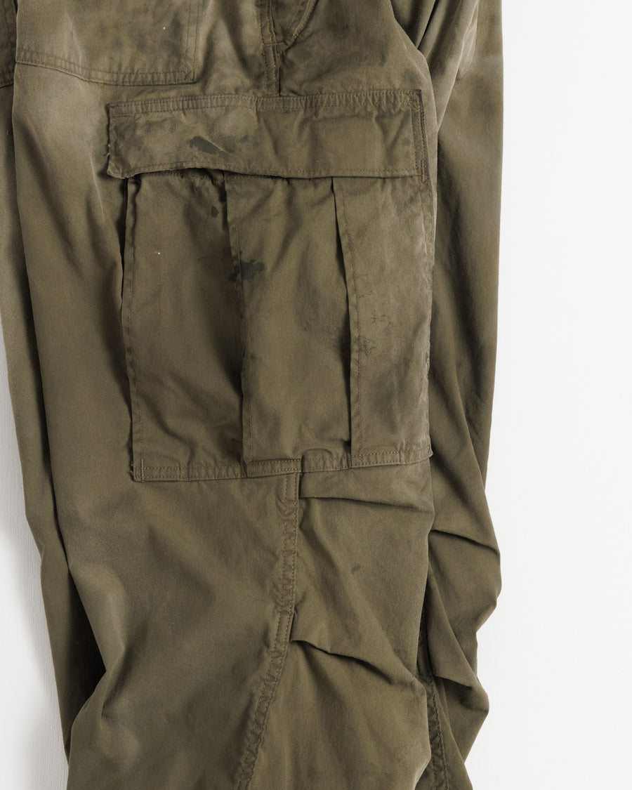ANACHRONORM フェード カーゴ イージーパンツ オリーブ | コットンナイロンオックス M-51ベース 日焼け加工 ウェザリング 一点一点 日本製