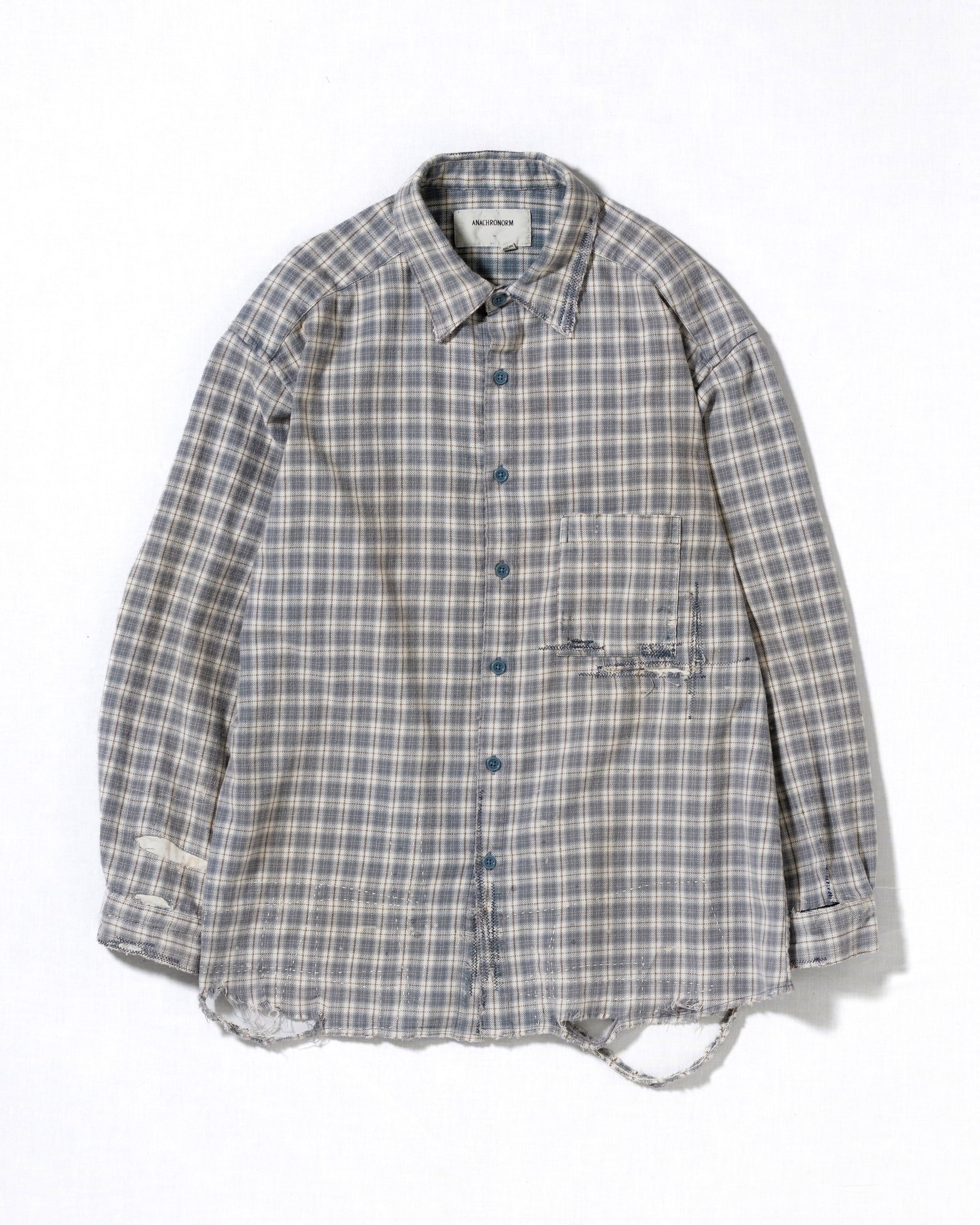 CHECK REMAKED WIDE SHIRTS BLUE