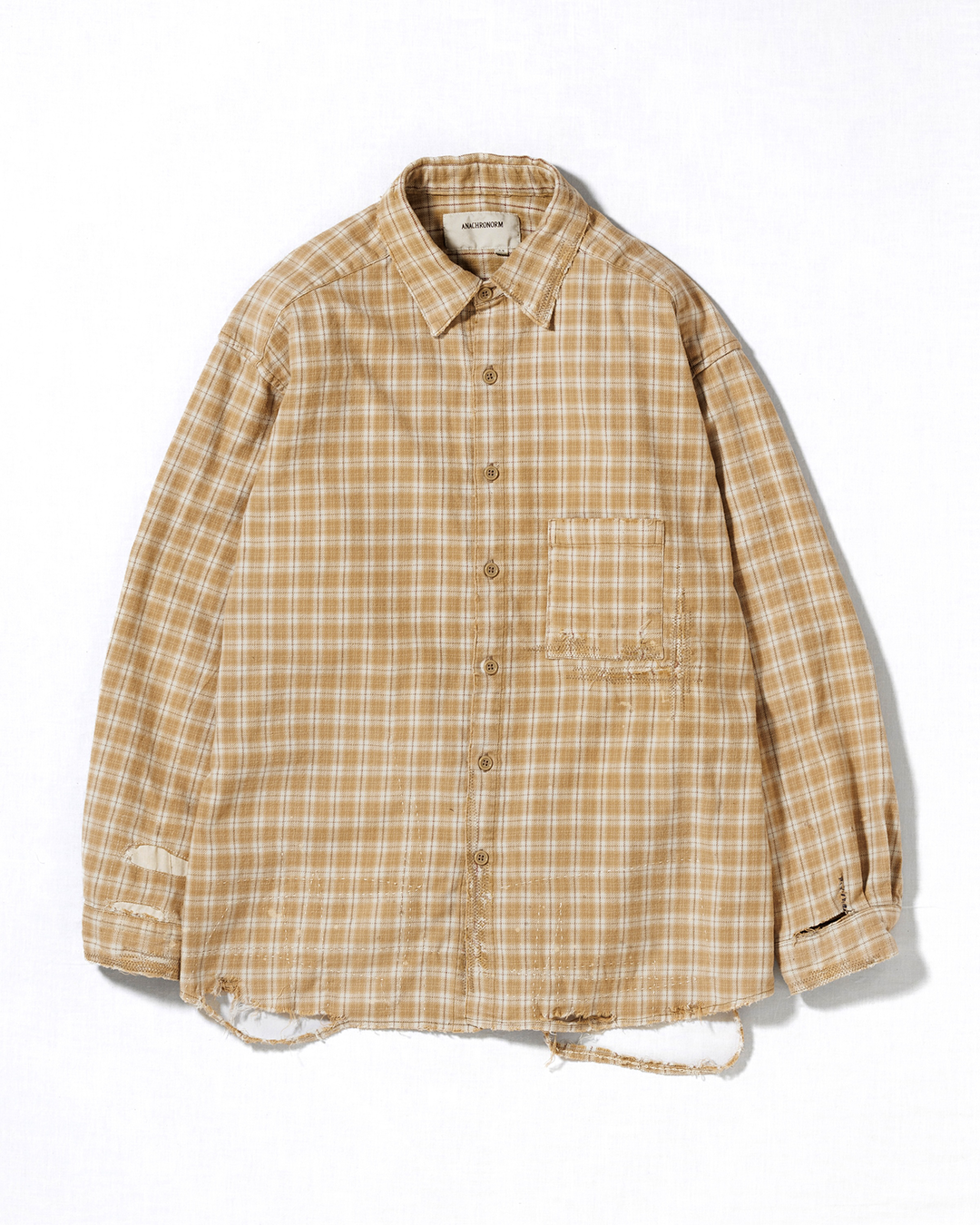CHECK REMAKED WIDE SHIRTS BEIGE