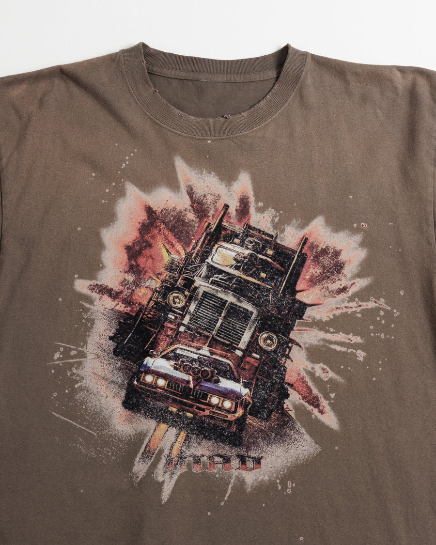 ANACHRONORM フレーム グラフィックTシャツ ダスティブラウン | 5.6oz天竺 アメリカンカルチャーモチーフ 特殊染色 変色加工 一点一点