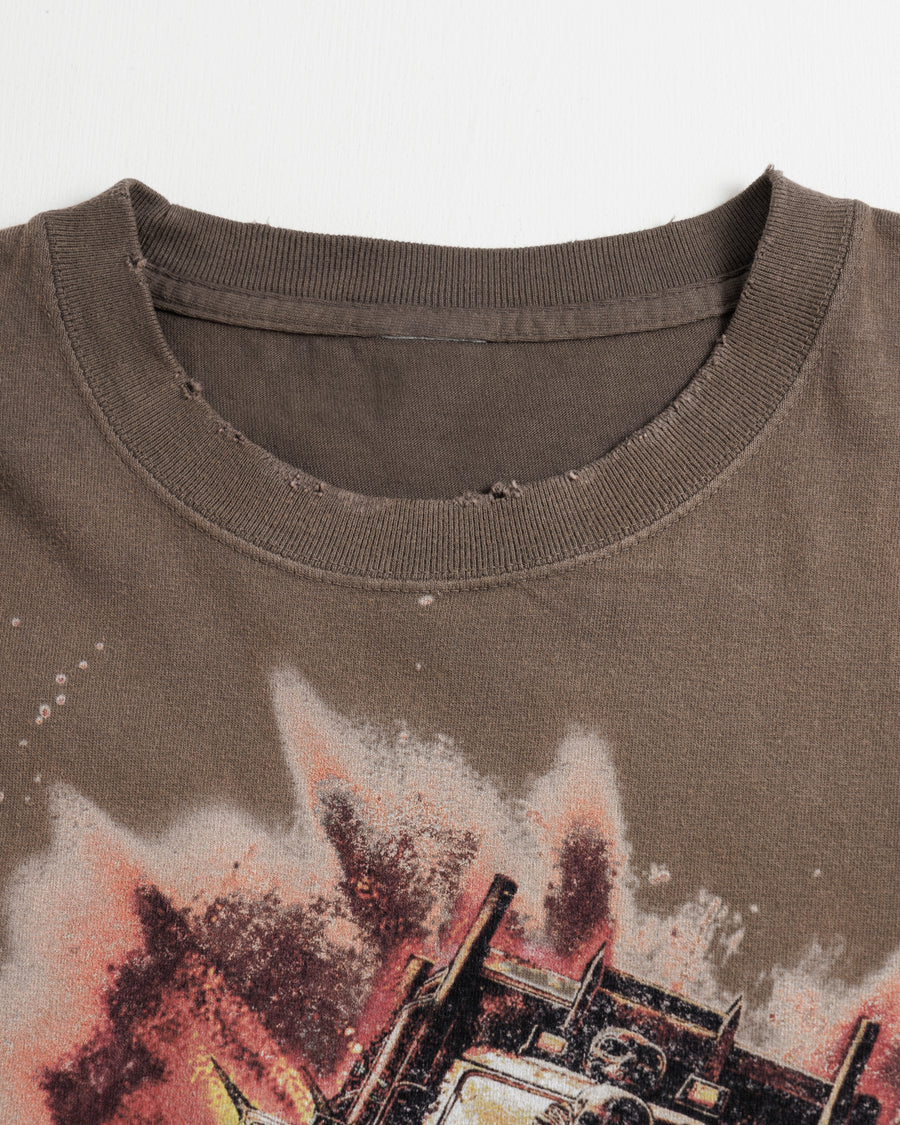ANACHRONORM フレーム グラフィックTシャツ ダスティブラウン | 5.6oz天竺 アメリカンカルチャーモチーフ 特殊染色 変色加工 一点一点