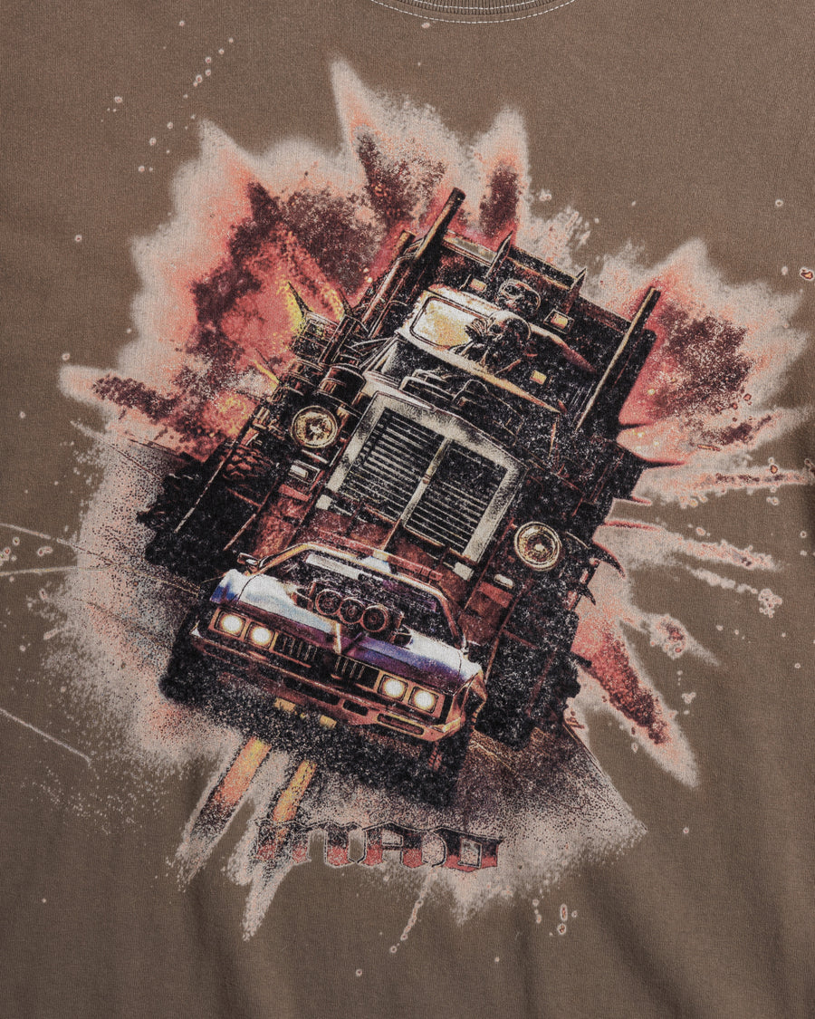ANACHRONORM フレームスリーブ グラフィック ロングスリーブTシャツ ダスティブラウン | 5.6ozコーマ天竺 アメリカンカルチャーモチーフ 特殊染色 変色加工 一点一点