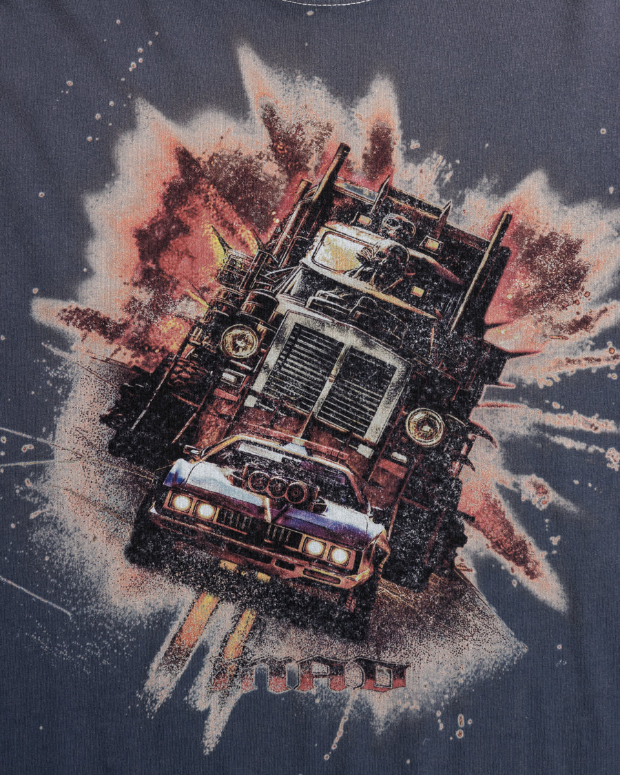 ANACHRONORM フレームスリーブ グラフィック ロングスリーブTシャツ ダスティネイビー | 5.6ozコーマ天竺 アメリカンカルチャーモチーフ 特殊染色 変色加工 一点一点
