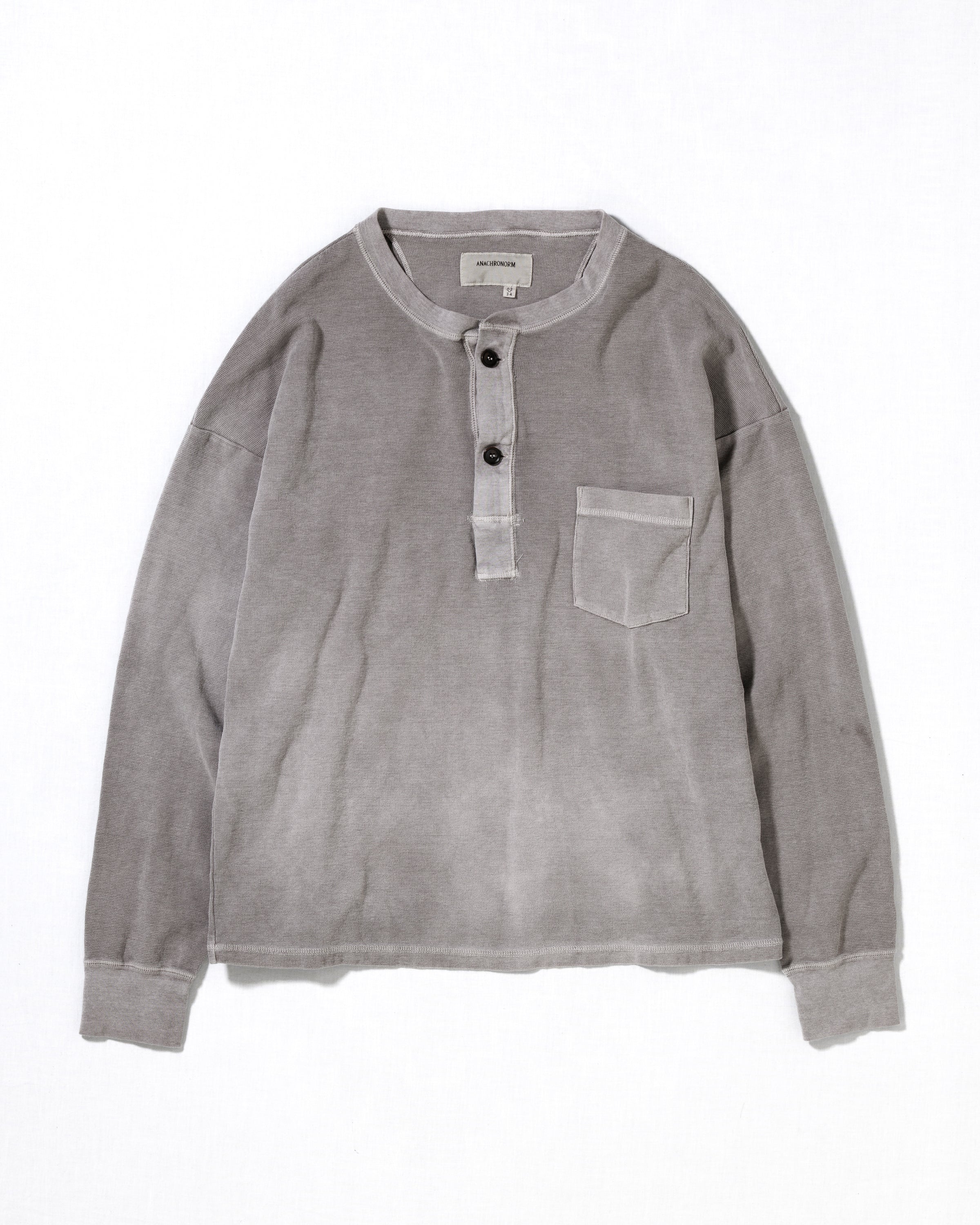 PIGMENT THERMAL HENLEY NECK L/S T-SHIRTS DUSTY GRAY