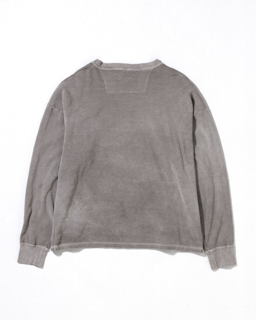 ANACHRONORM ピグメント サーマル ヘンリーネック ロングスリーブTシャツ ダスティグレー | サーフニット 顔料染め ムラ感 ヴィンテージカットソーベース 日本製