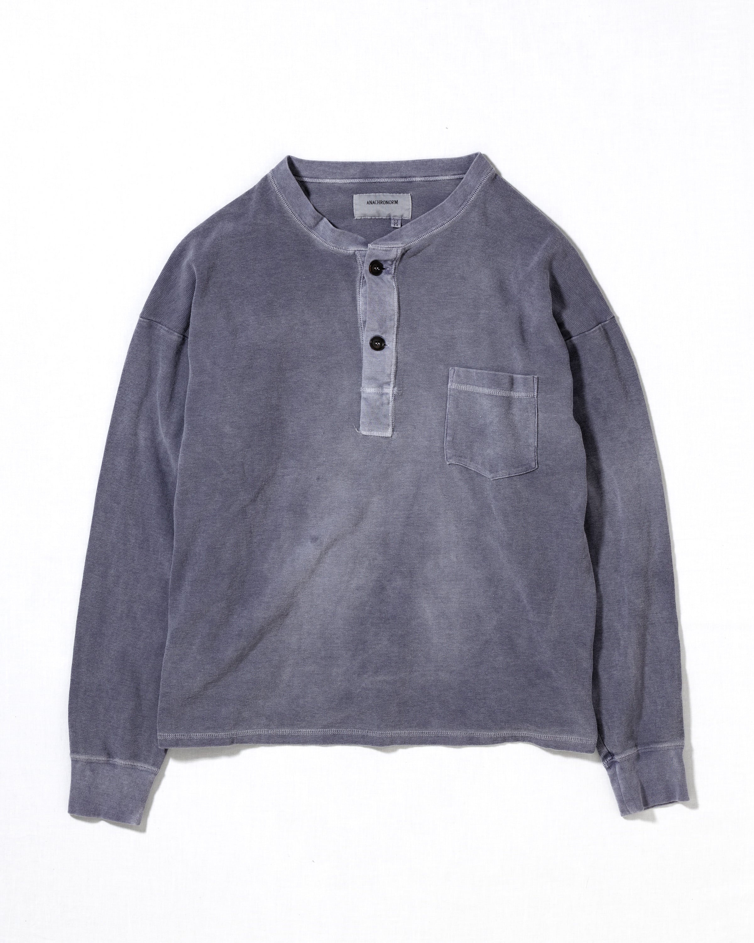 PIGMENT THERMAL HENLEY NECK L/S T-SHIRTS DUSTY PURPLE